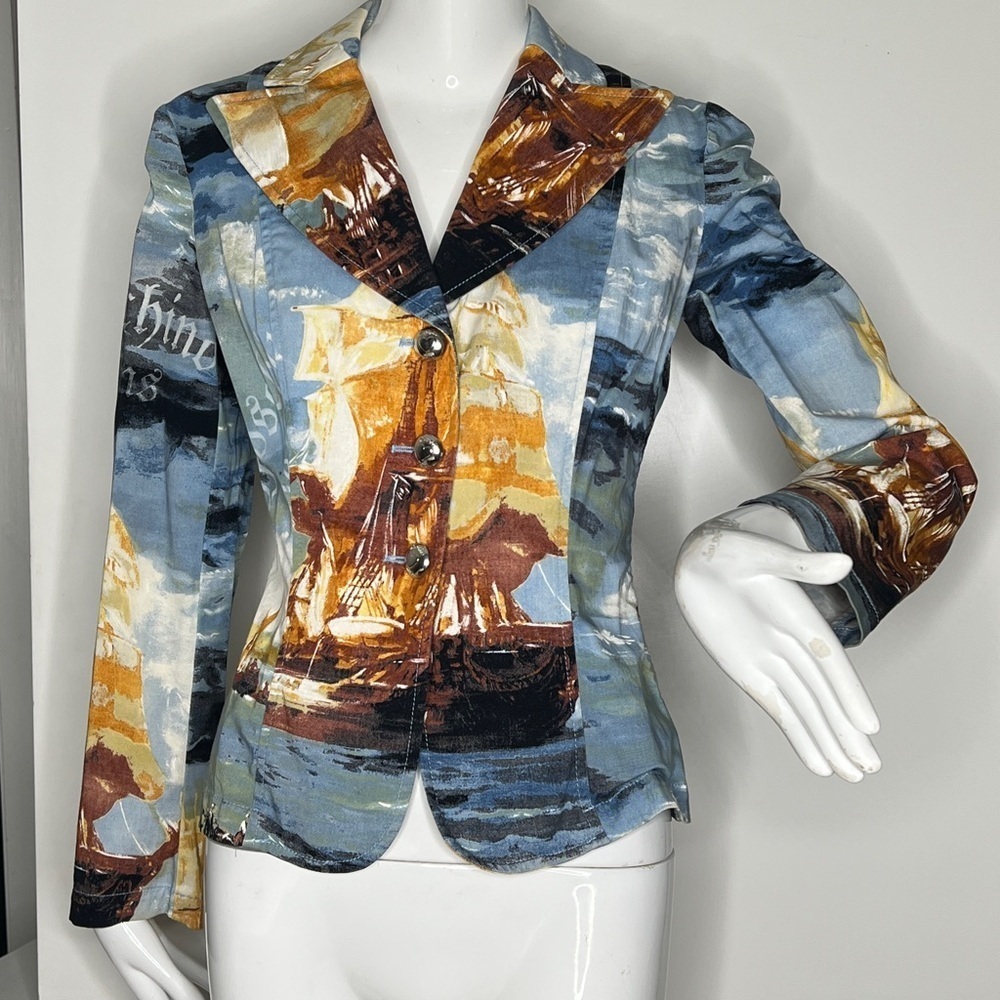 Moschino Sz 8 Stretch Cotton Fitted Jacket Blazer